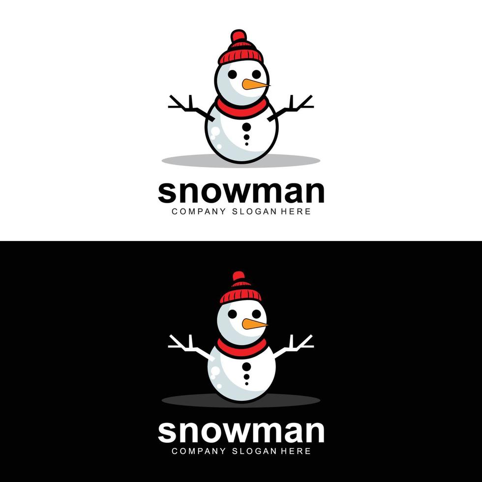 logotipo de muñeco de nieve, vector de invierno de muñeco de nieve e invierno de Navidad y año nuevo