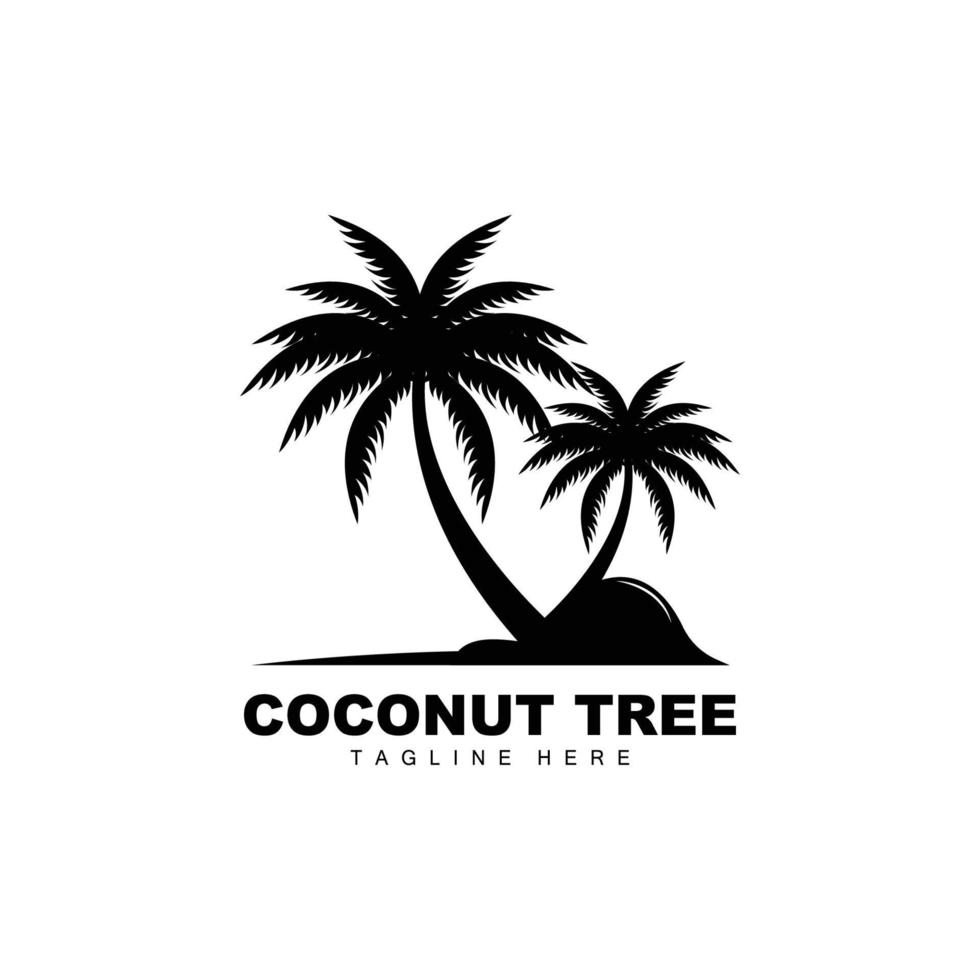 logotipo de árbol de coco, vector de árbol oceánico, diseño para plantillas, marca de producto, logotipo de objeto de turismo de playa