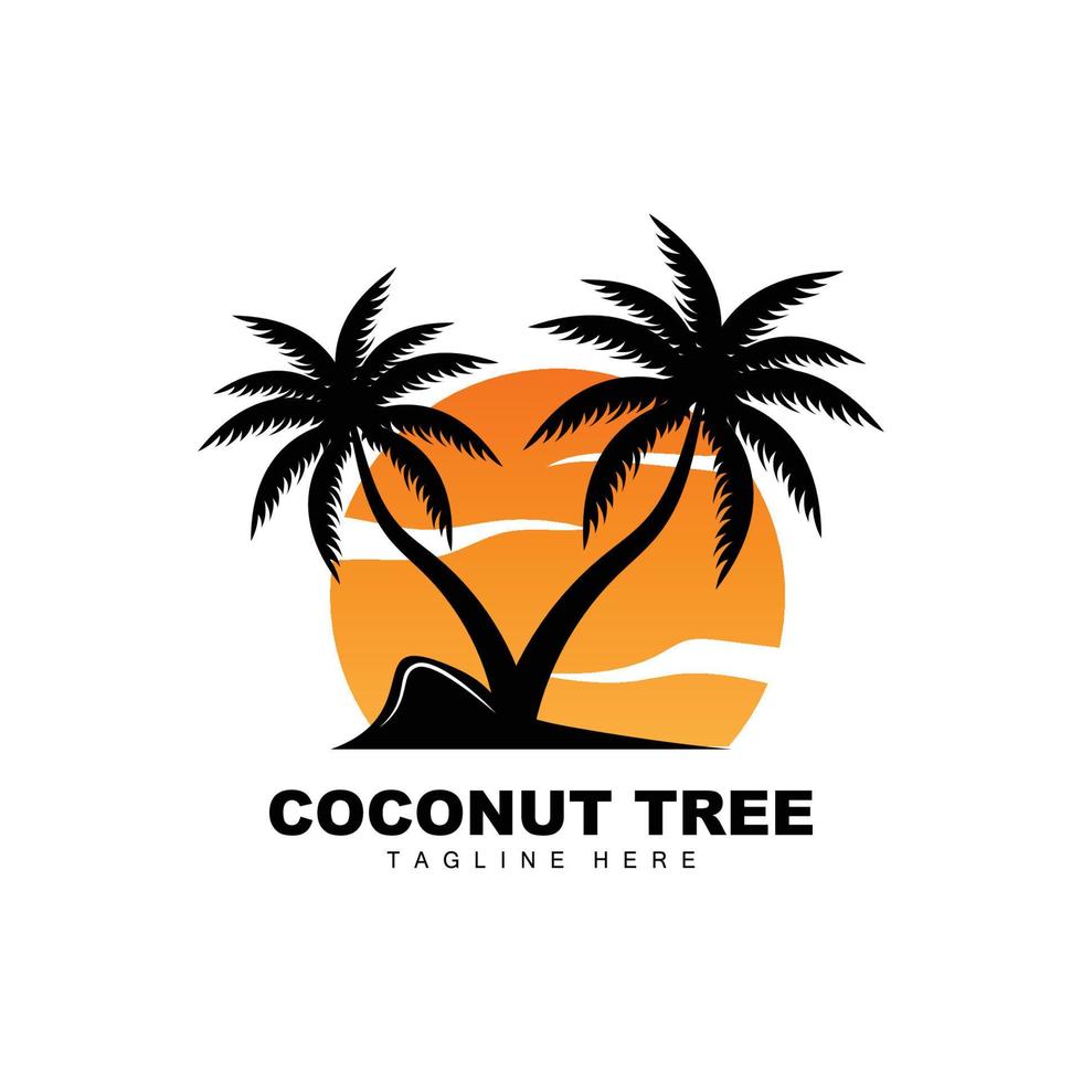 Coconut Tree Logo, Ocean Tree Vector, Design For Templates, Product Branding, Beach Tourism Object Logo vector