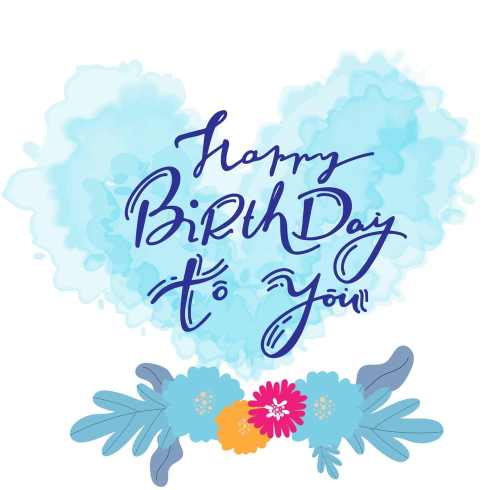 Vector illustration Handwritten modern brush lettering of Happy Birthday on white background. Typography design. Greetings card