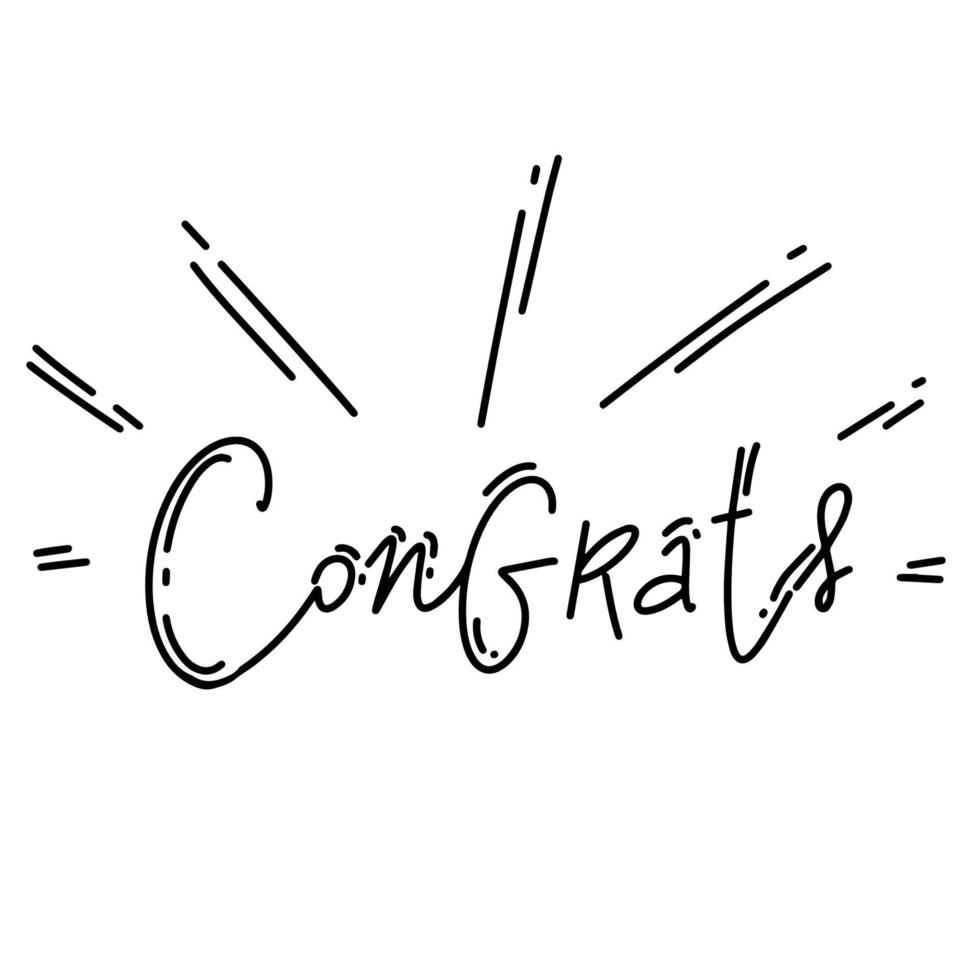 Congrats hand written lettering for congratulations card, greeting card, invitation, poster and print. Modern brush calligraphy. Isolated on background. Vector illustration