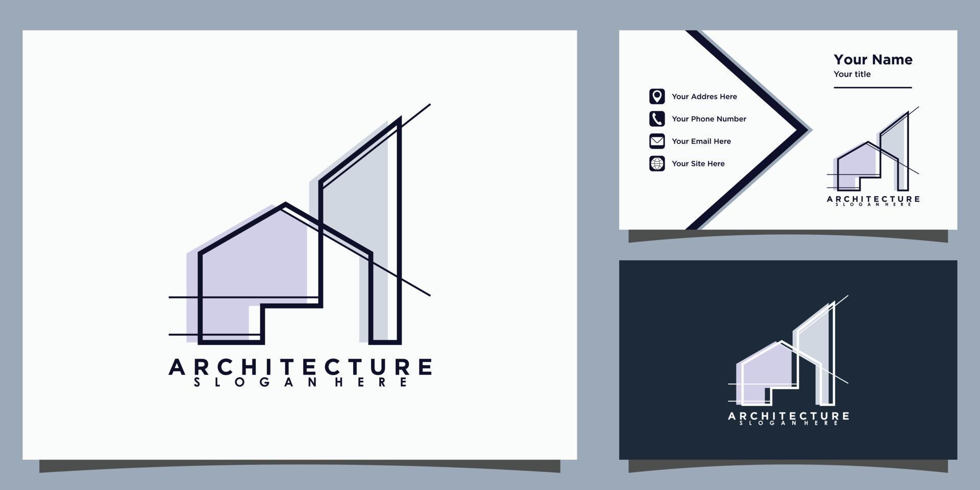 diseño de logotipo inmobiliario de arquitectura con plantilla de tarjeta de visita vector