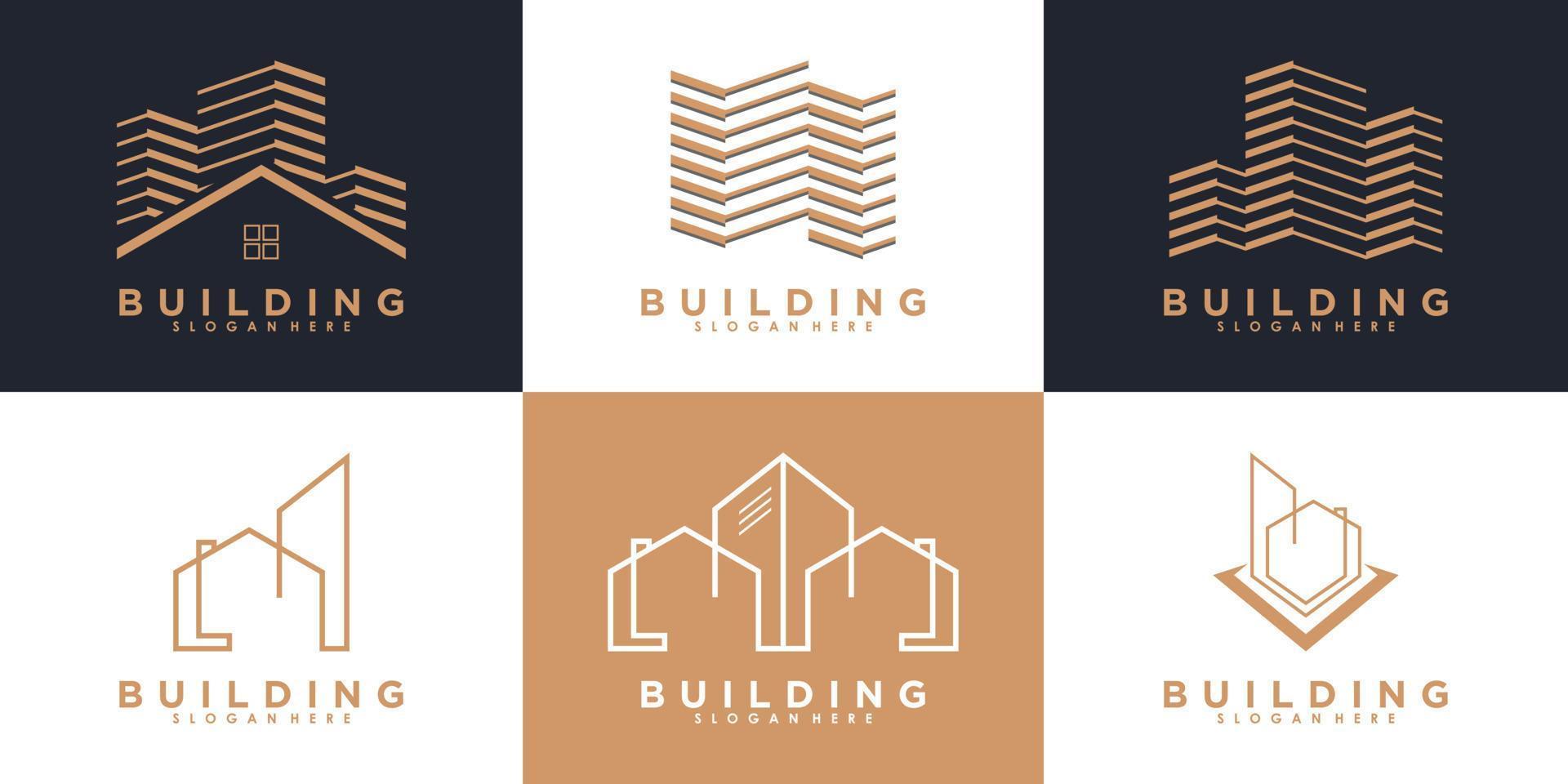 set of building logo design with template vector