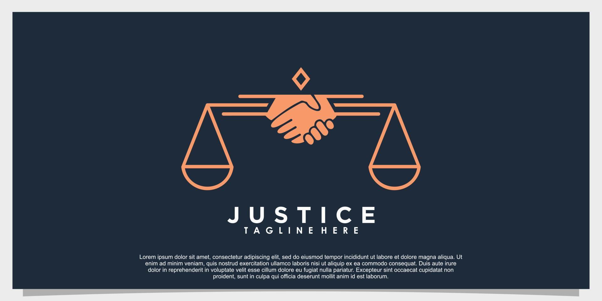 law of justice logo design with creative concept vector
