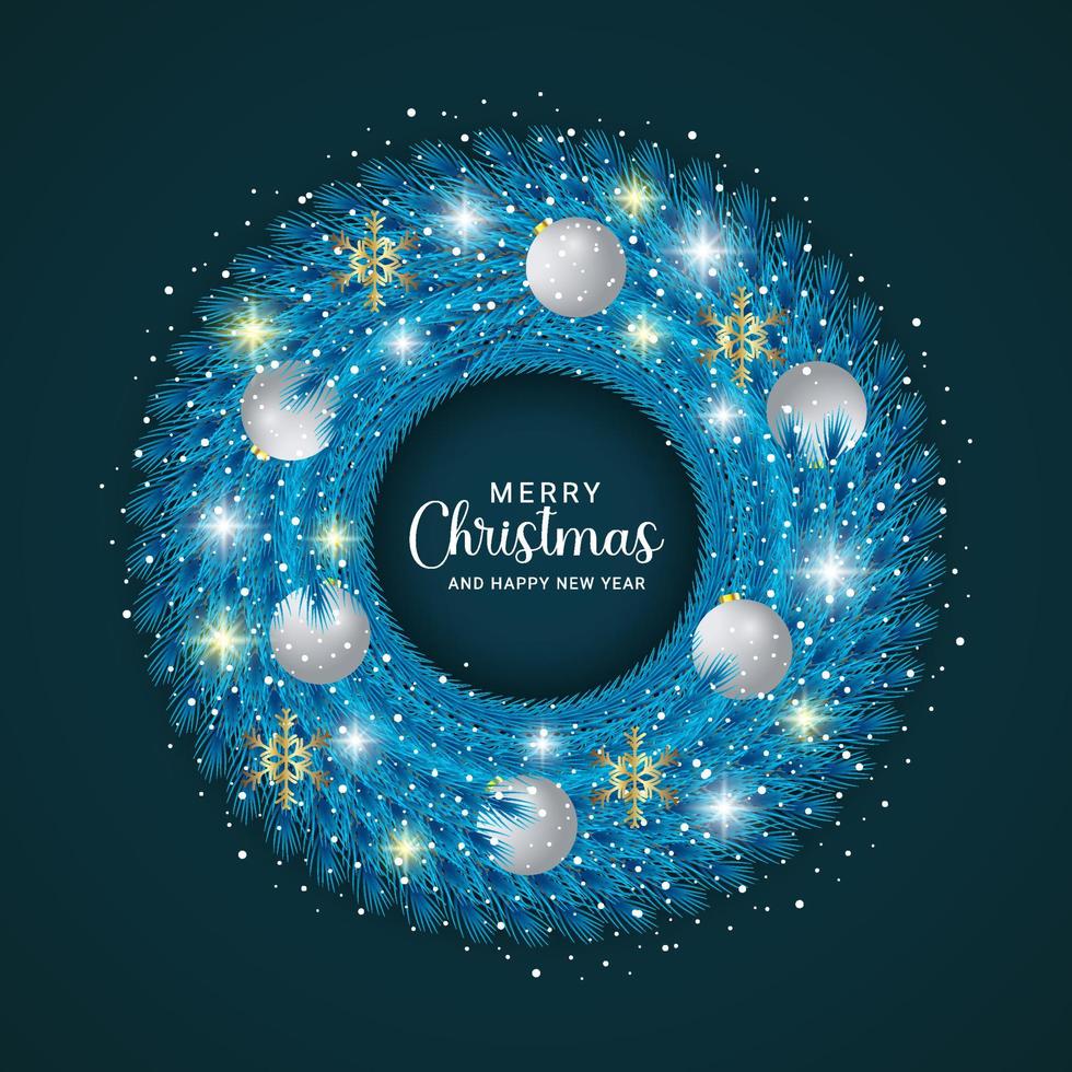 Merry christmas background with realistic wreath vector