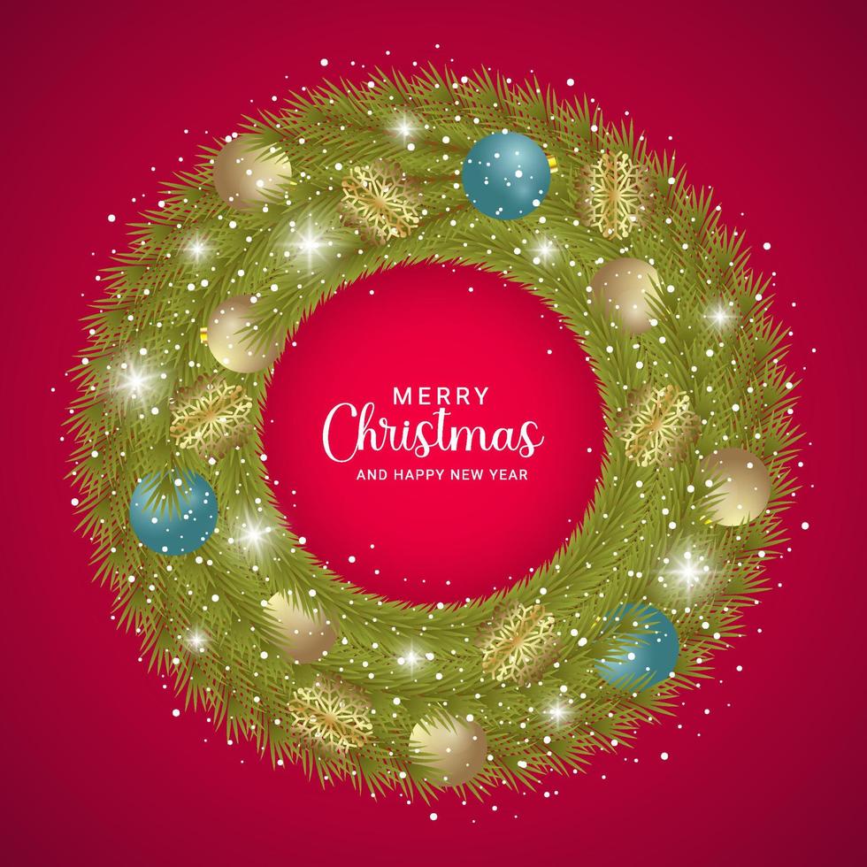 Realistic christmas wreath concept vector