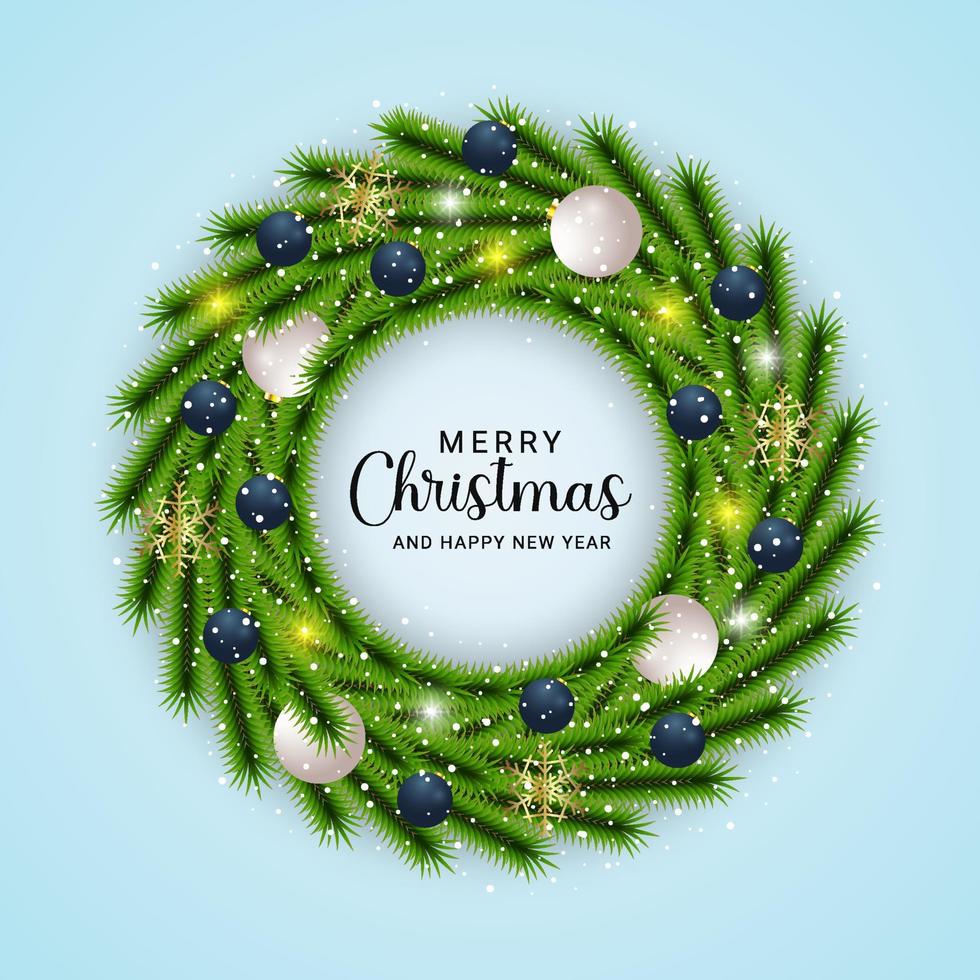 Realistic christmas wreath vector