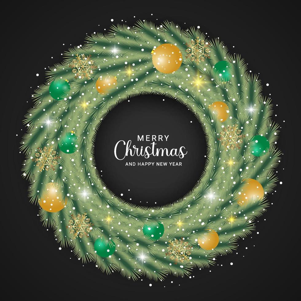 Realistic christmas wreath concept vector