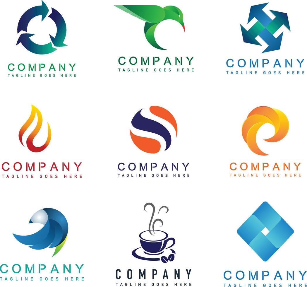 Logo mega collection, abstract geometric business icon set vector