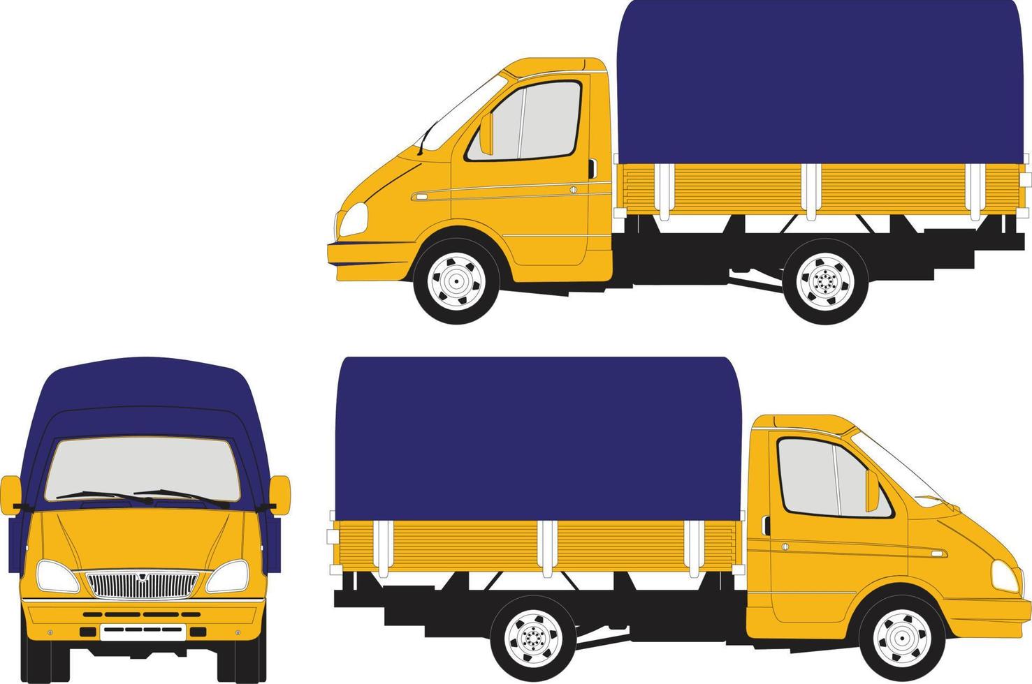 Delivery car. Yellow commercial vehicle isolated on white background.Truck van. Vector illustration in flat style for your business.