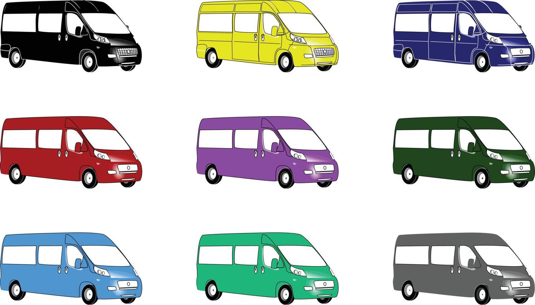 Isometric cars vector illustration isolated icons of private car, taxi or armored van and delivery coach. Isometric transport collection of passenger and service cars in traffic on parking flat design