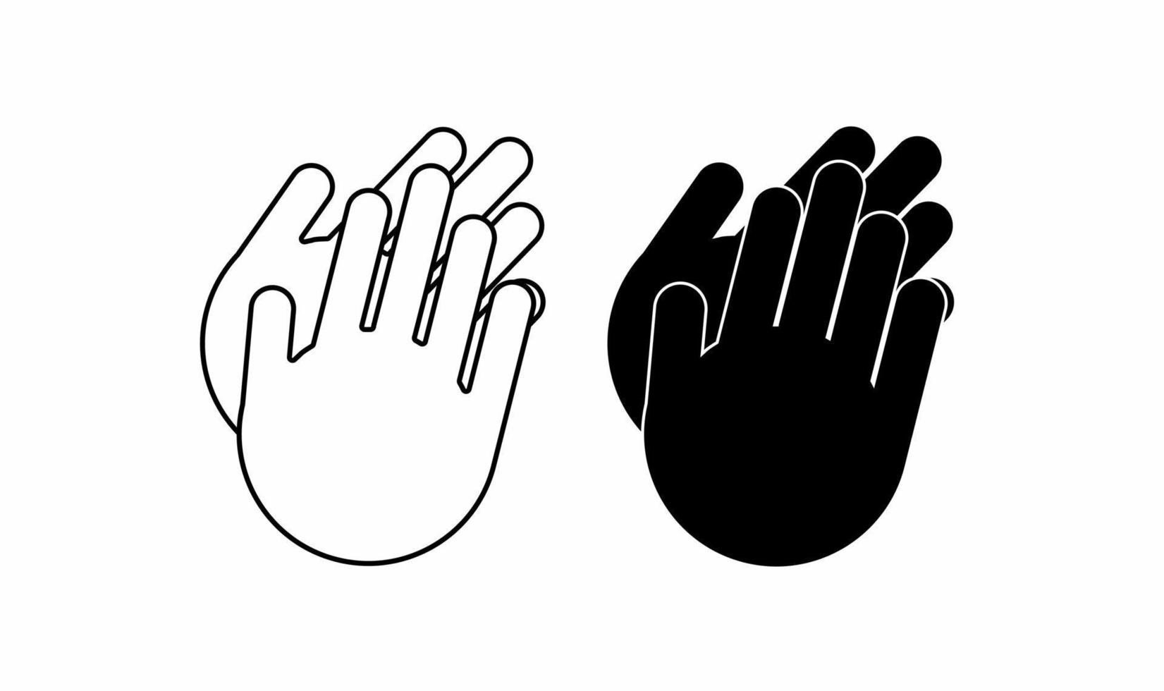 outline silhouette clapping hand icon set isolated on white background vector