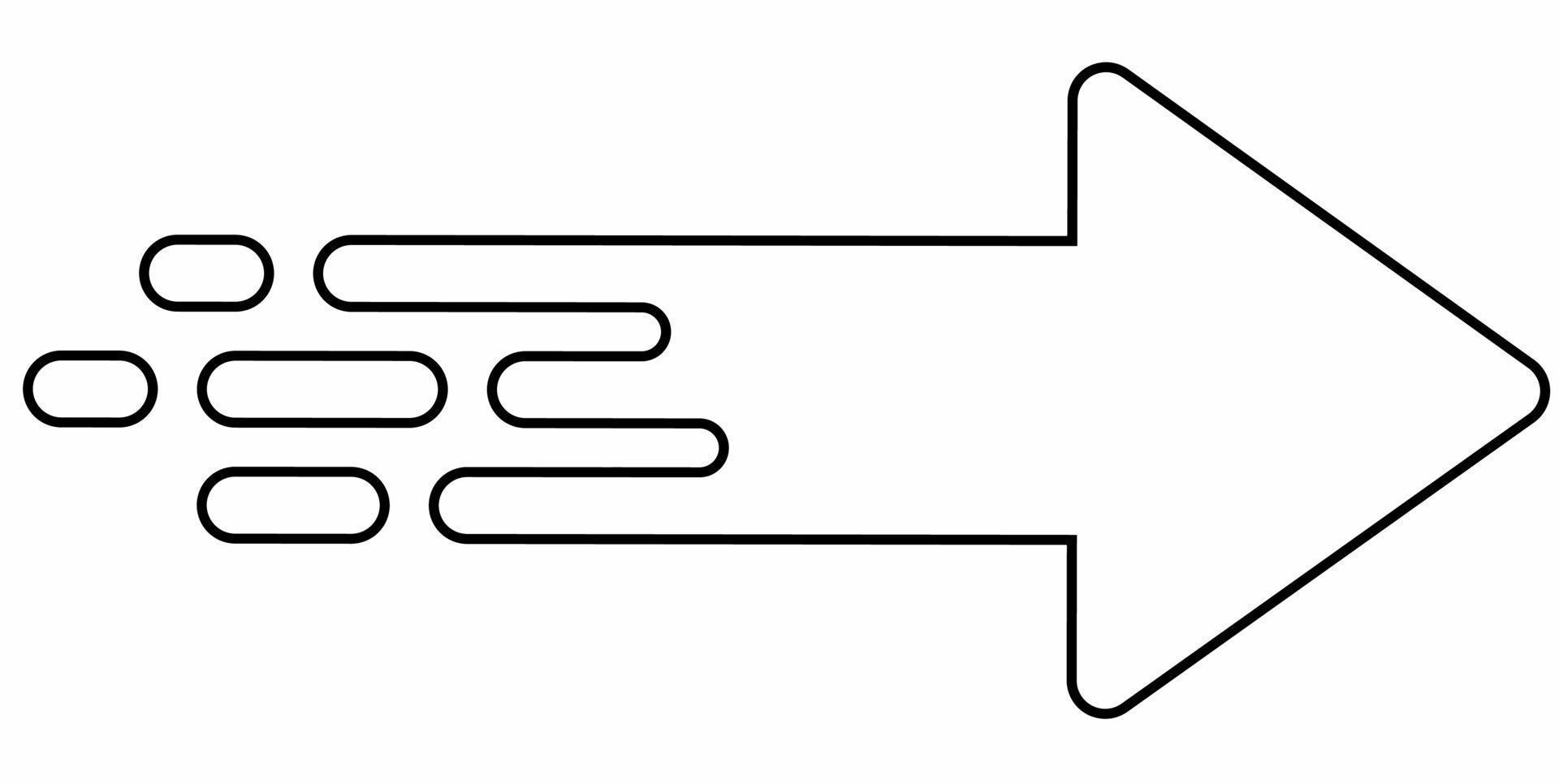 contorno derecho conjunto de iconos de flecha rápida aislado sobre fondo blanco vector