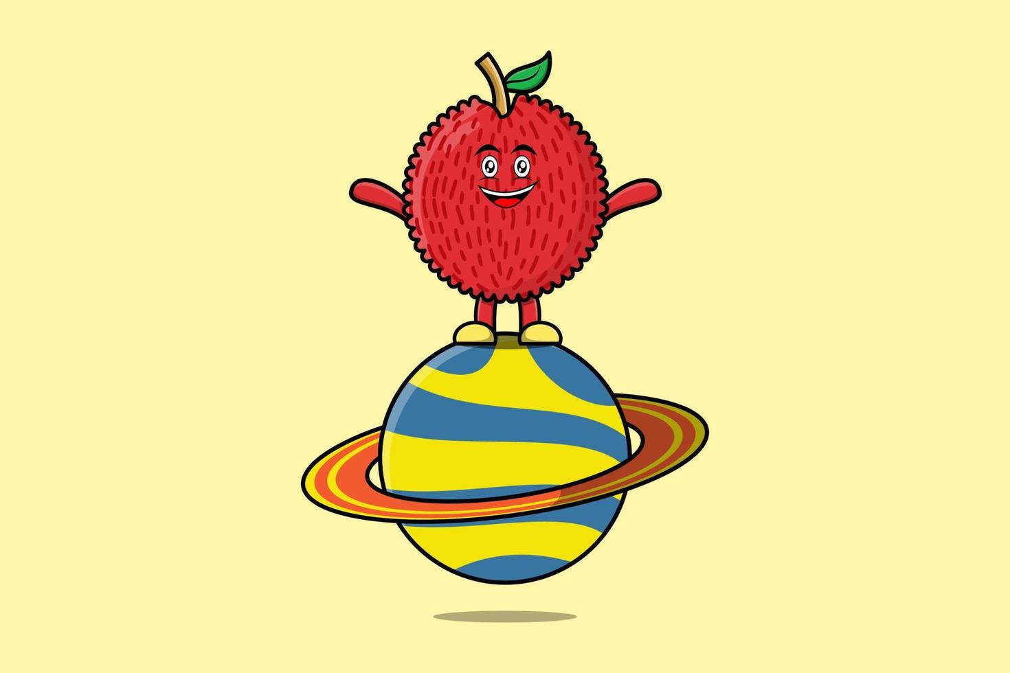 Cute cartoon Lychee character standing in planet vector