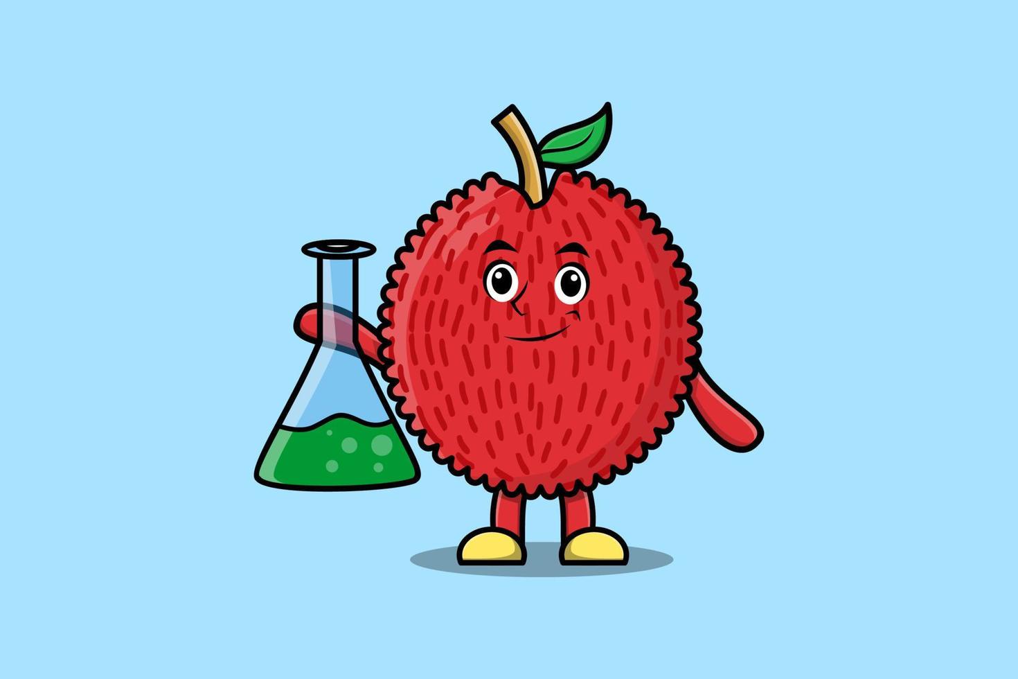 Cute cartoon mascot character Lychee as scientist vector