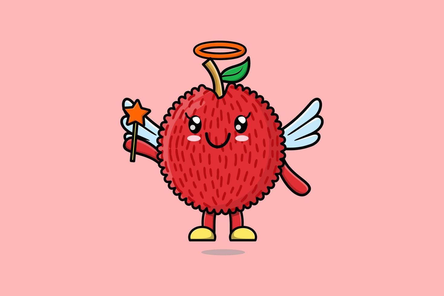 Cute Cartoon Lychee character in the form of fairy vector
