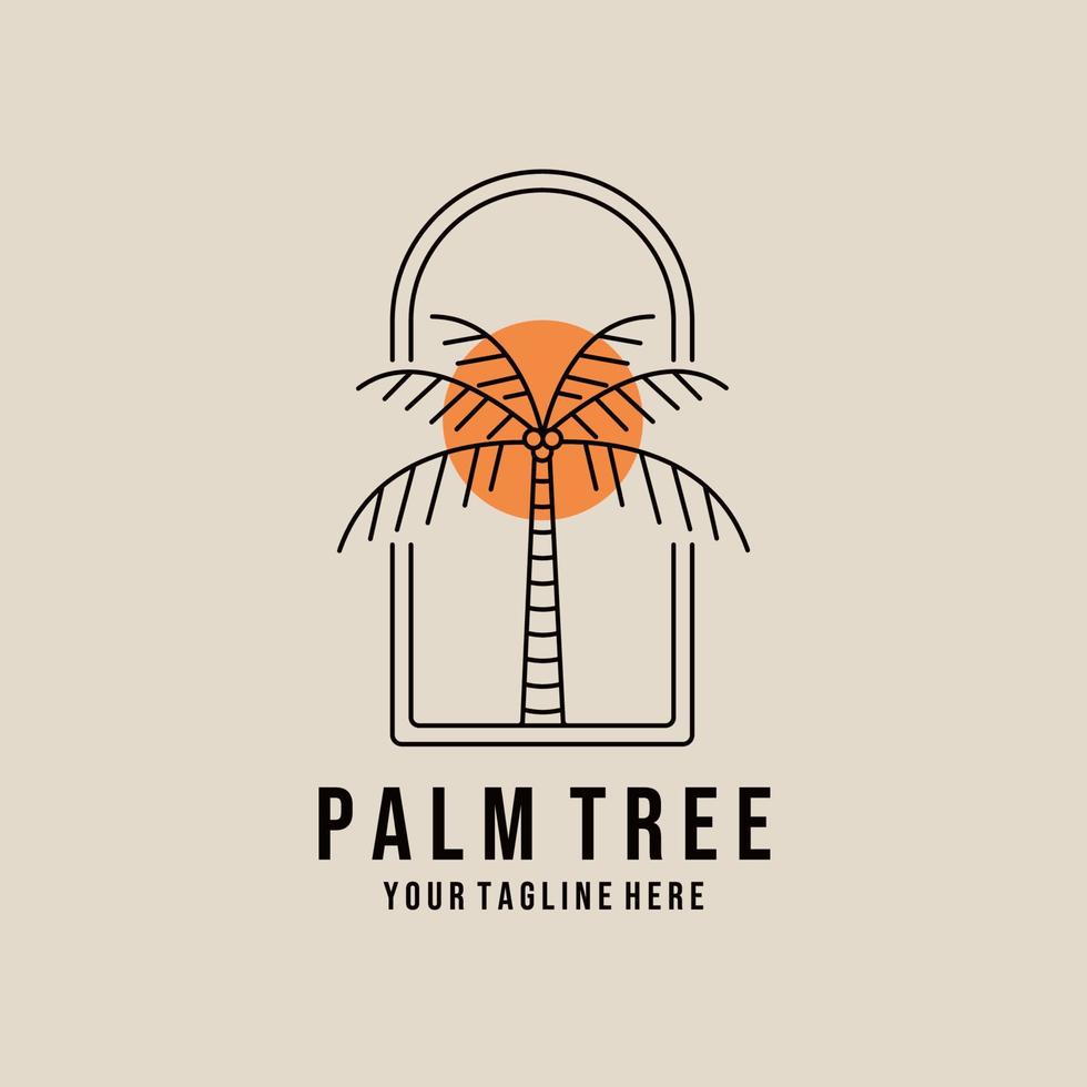 logotipo de arte de línea de palmera, icono y símbolo, diseño de ilustración vectorial vector