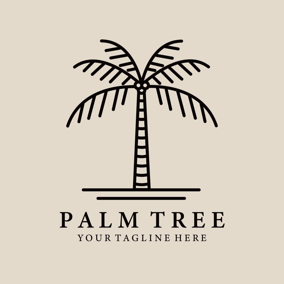 logotipo de arte de línea de palmera, icono y símbolo, diseño de ilustración vectorial vector