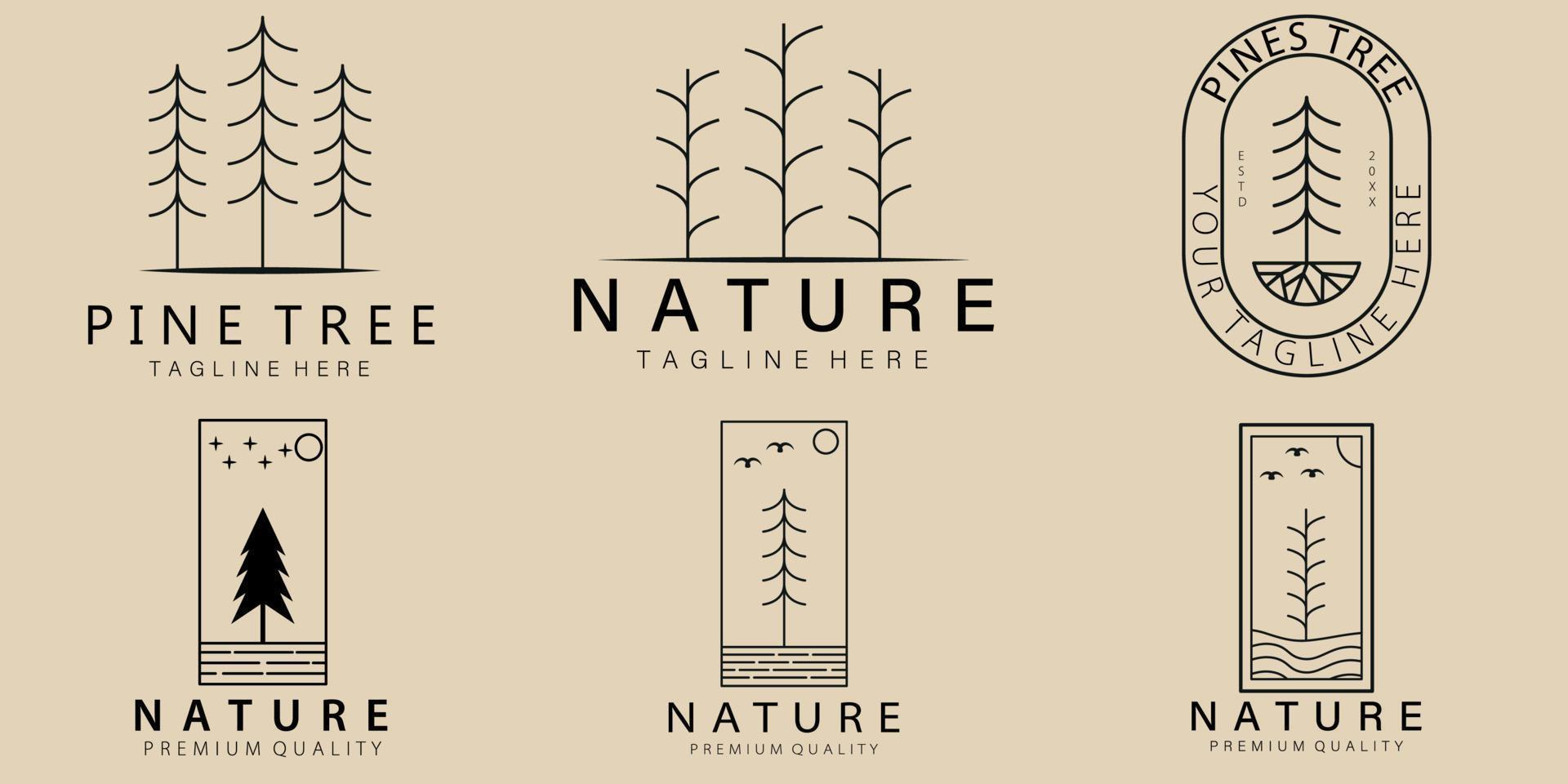 Set bundle Minimal line art nature  icon creative design vector