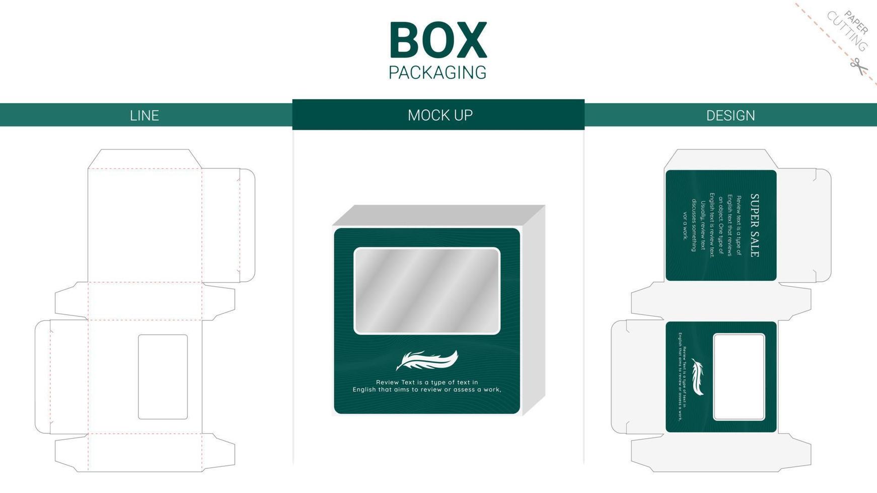 Box packaging and mockup die cut template vector