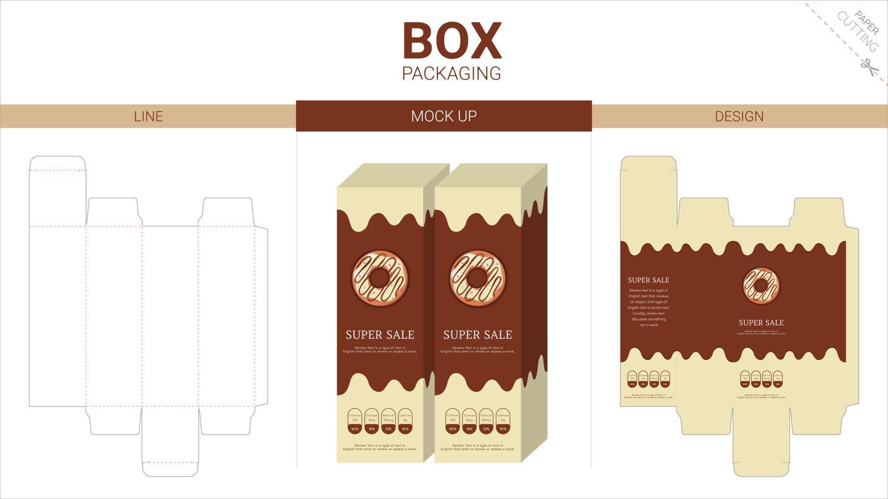 Box packaging and mockup die cut template vector