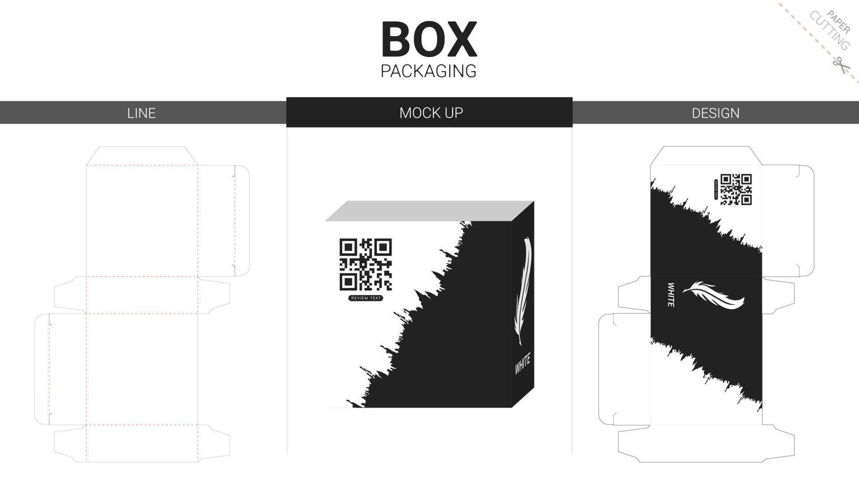 Box packaging and mockup die cut template vector