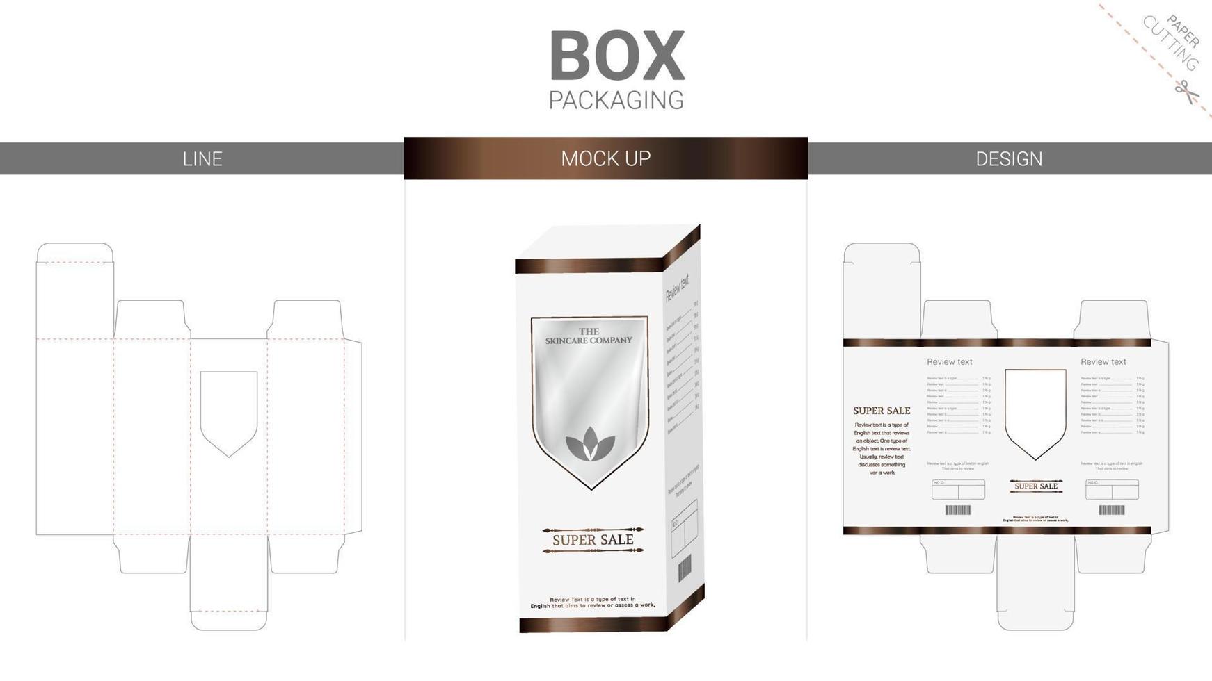 Box packaging and mockup die cut template vector