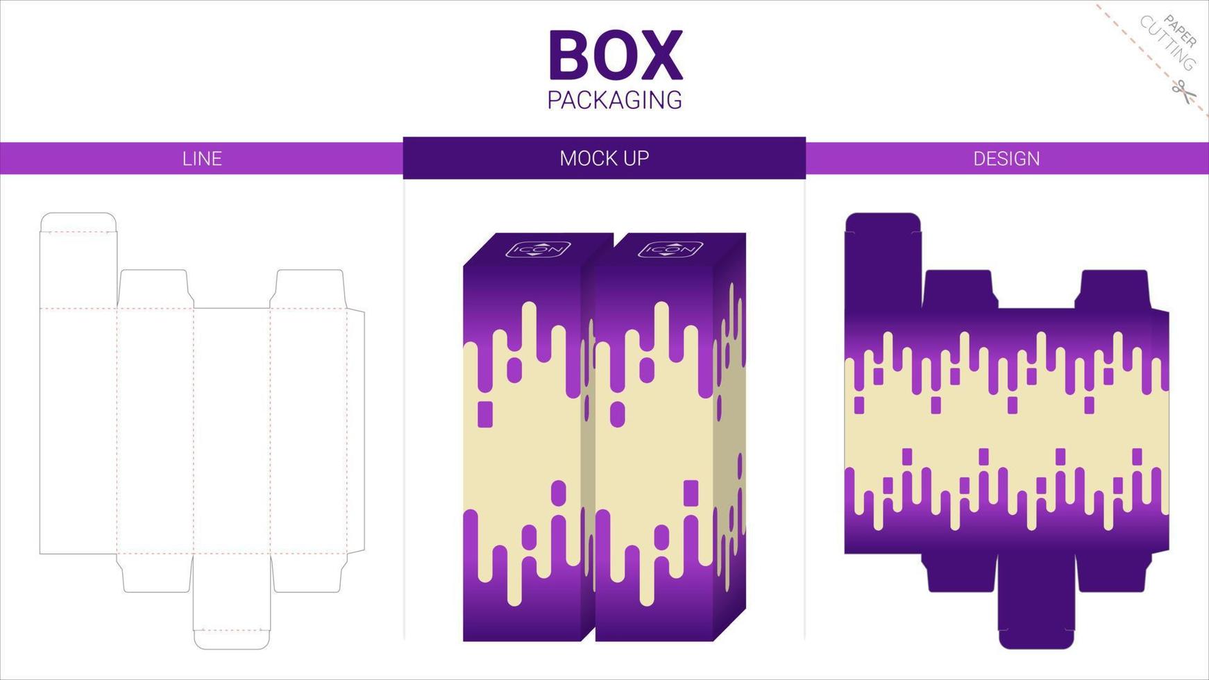 Box packaging and mockup die cut template vector