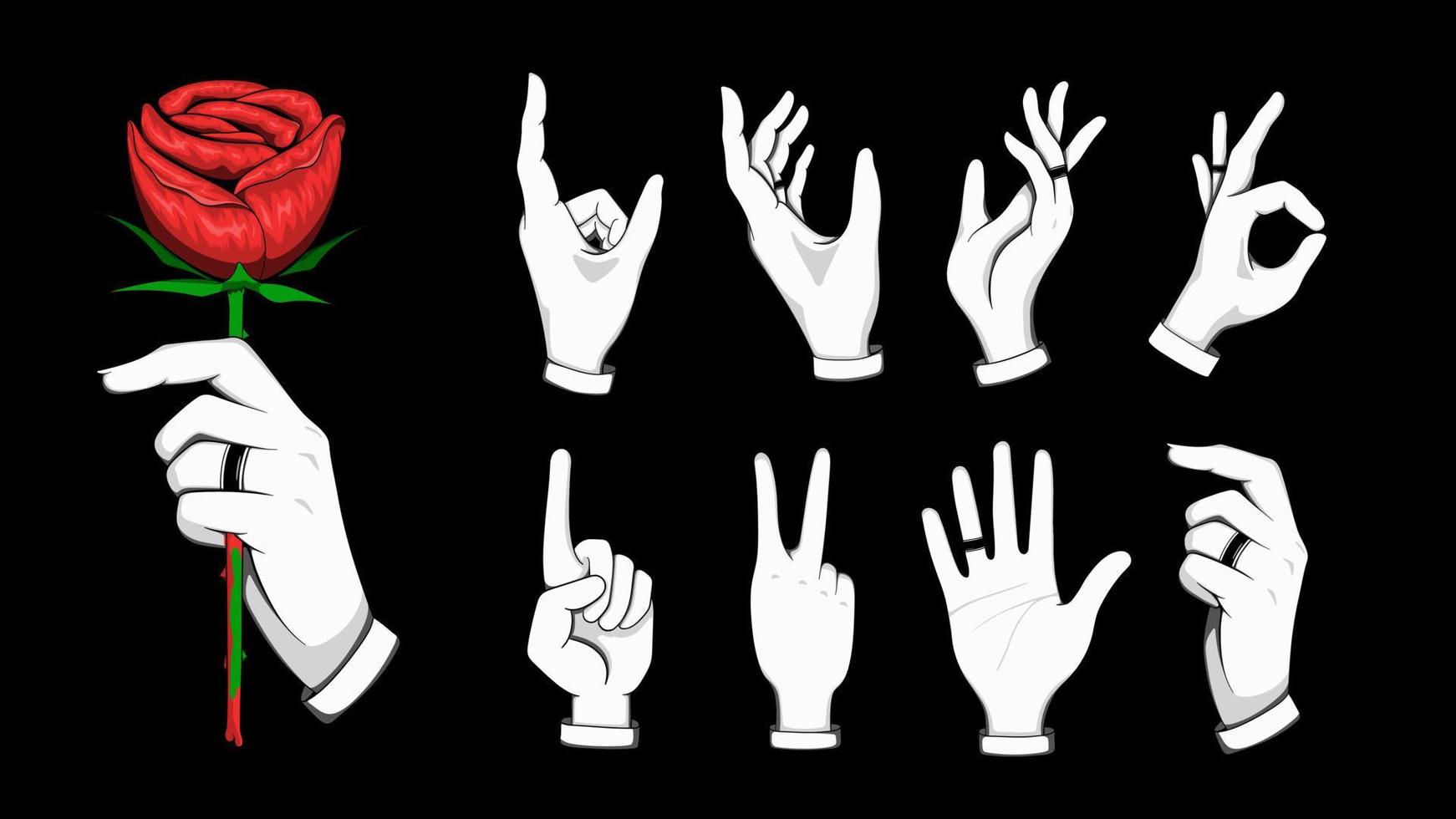 hand design gloves and flower rose vector