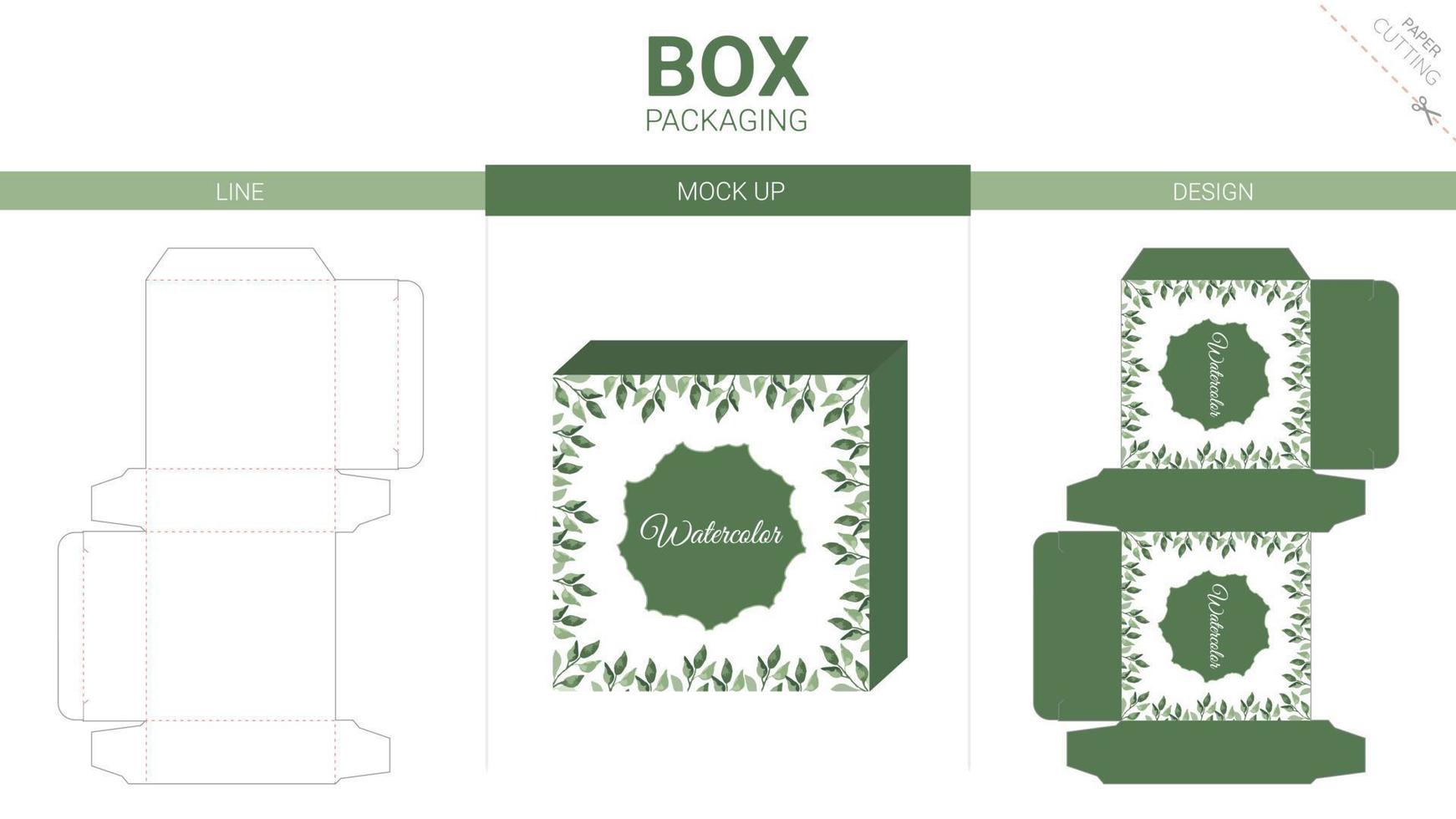 Box packaging and mockup die cut template vector