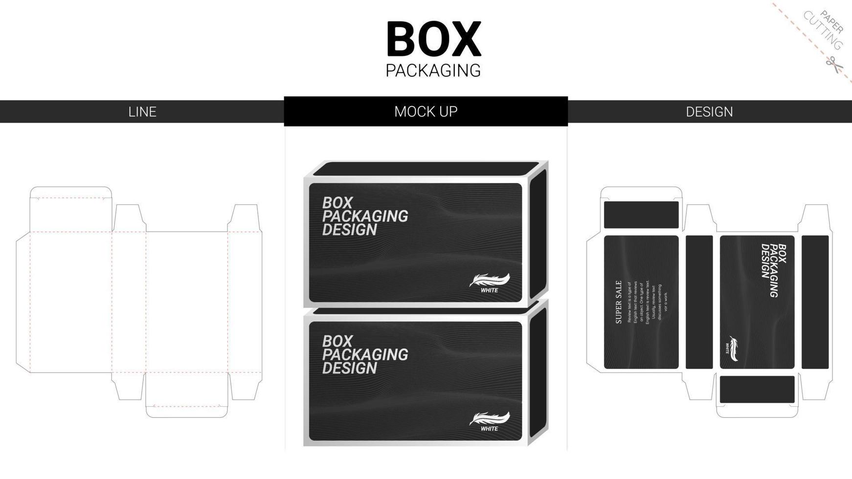 Box packaging and mockup die cut template vector