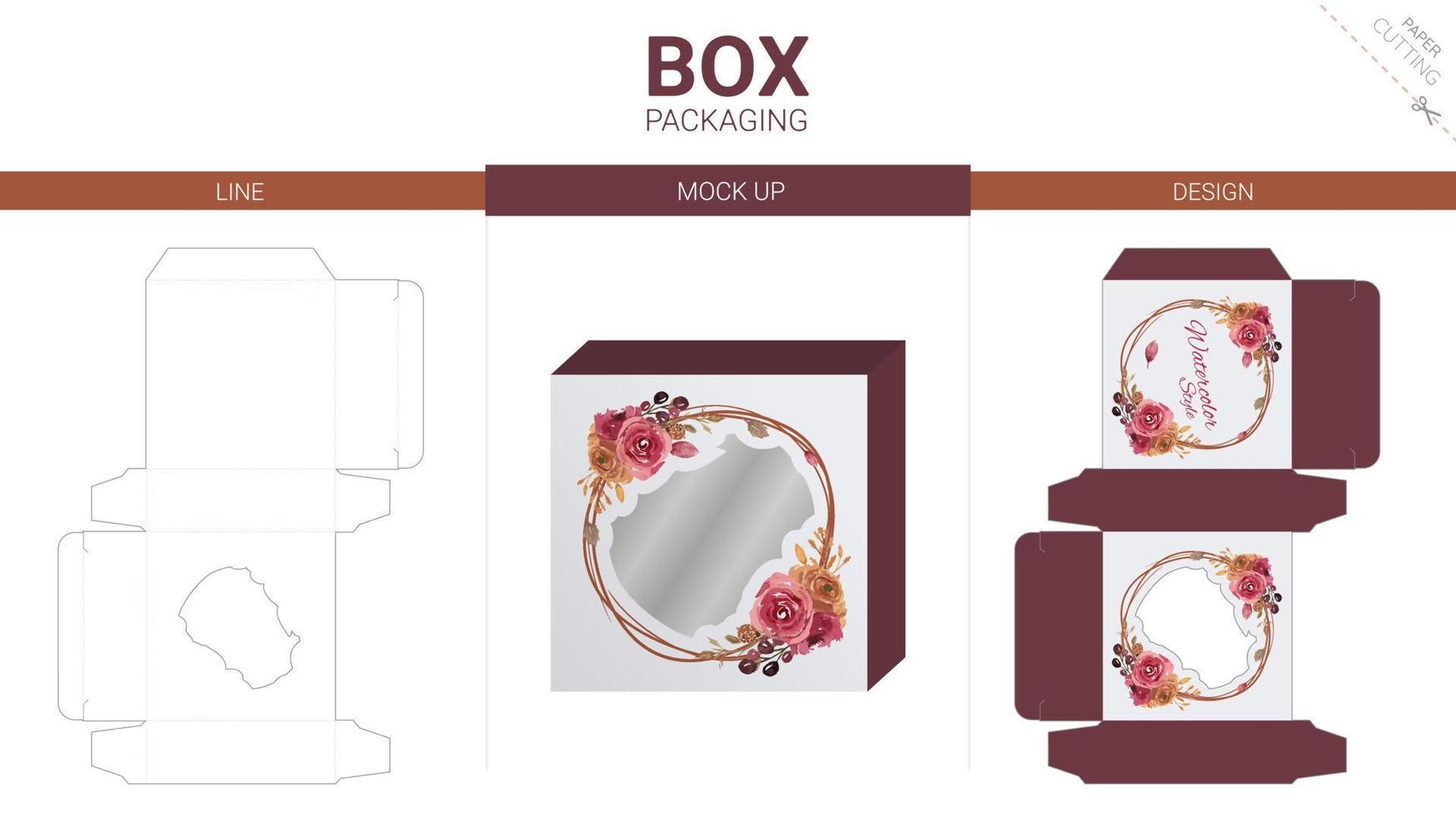 Box packaging and mockup die cut template vector