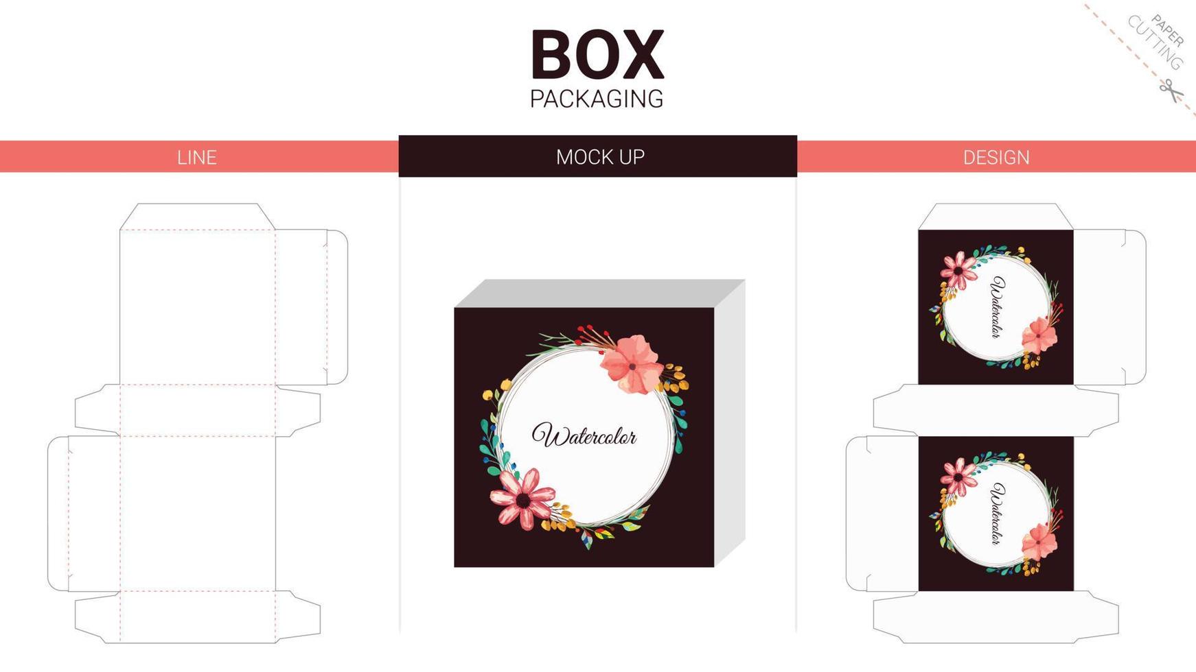 Box packaging and mockup die cut template vector
