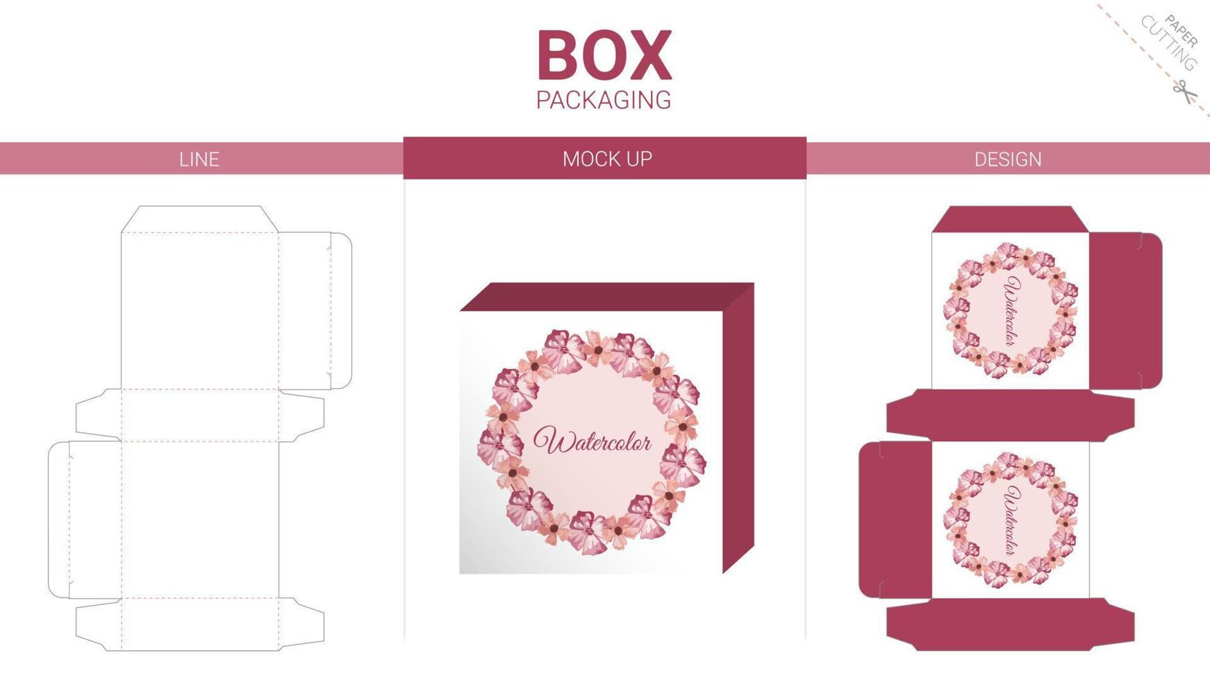 Box packaging and mockup die cut template vector