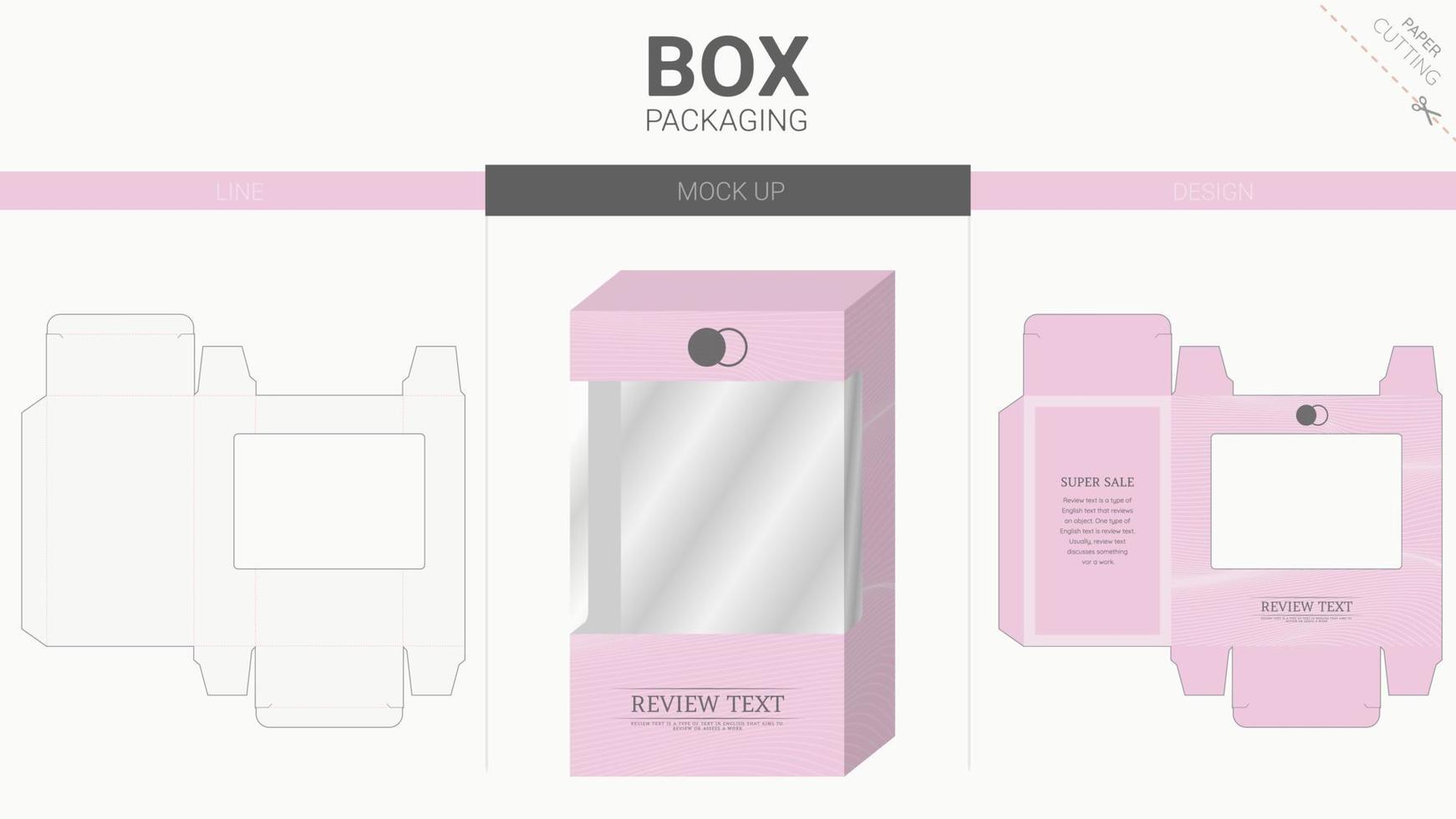 Box packaging and mockup die cut template vector