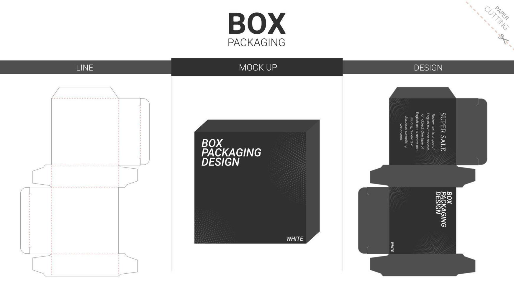 Box packaging and mockup die cut template vector