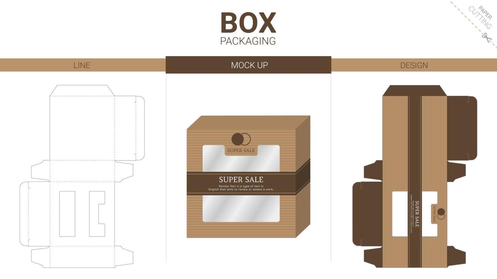 Box packaging and mockup die cut template vector