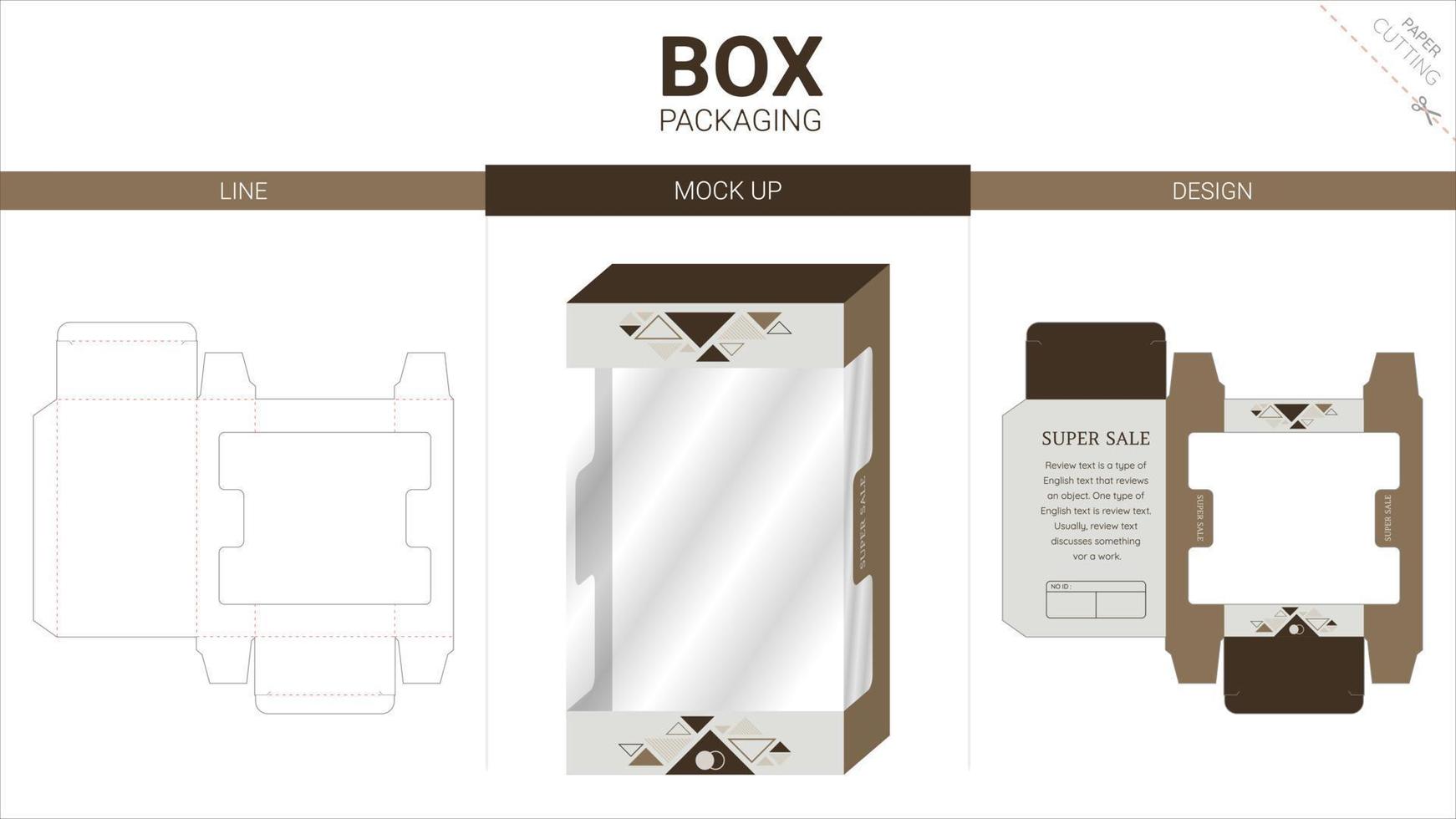 Box packaging and mockup die cut template vector