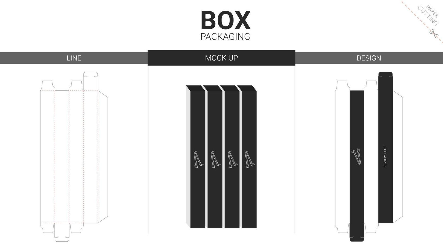 Box packaging and mockup die cut template vector