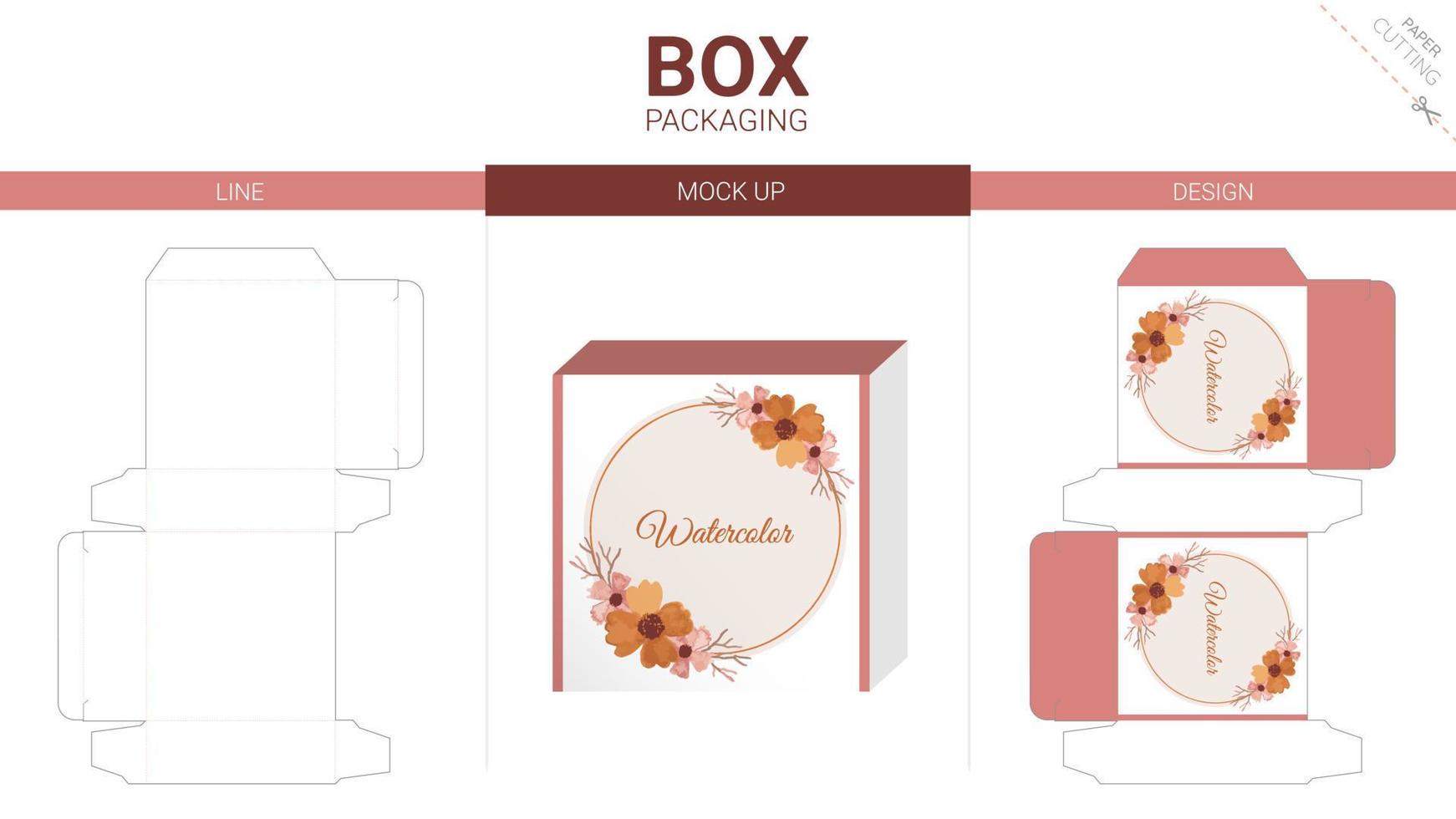Box packaging and mockup die cut template vector