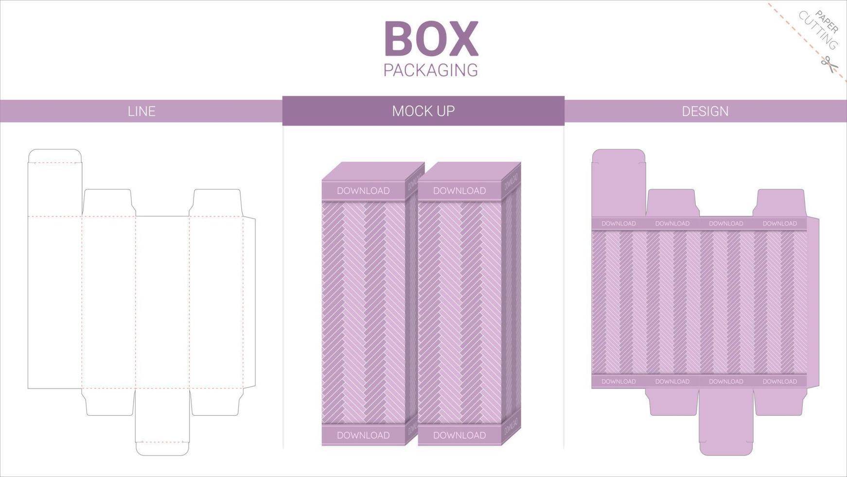 Box packaging and mockup die cut template vector