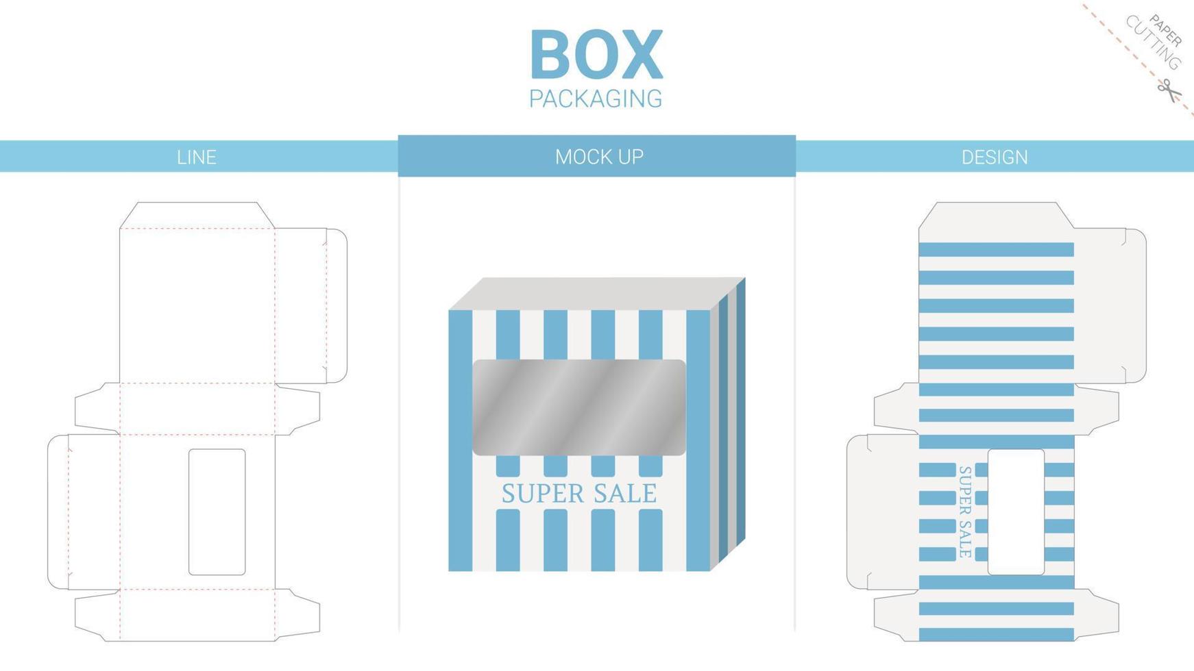 Box packaging and mockup die cut template vector