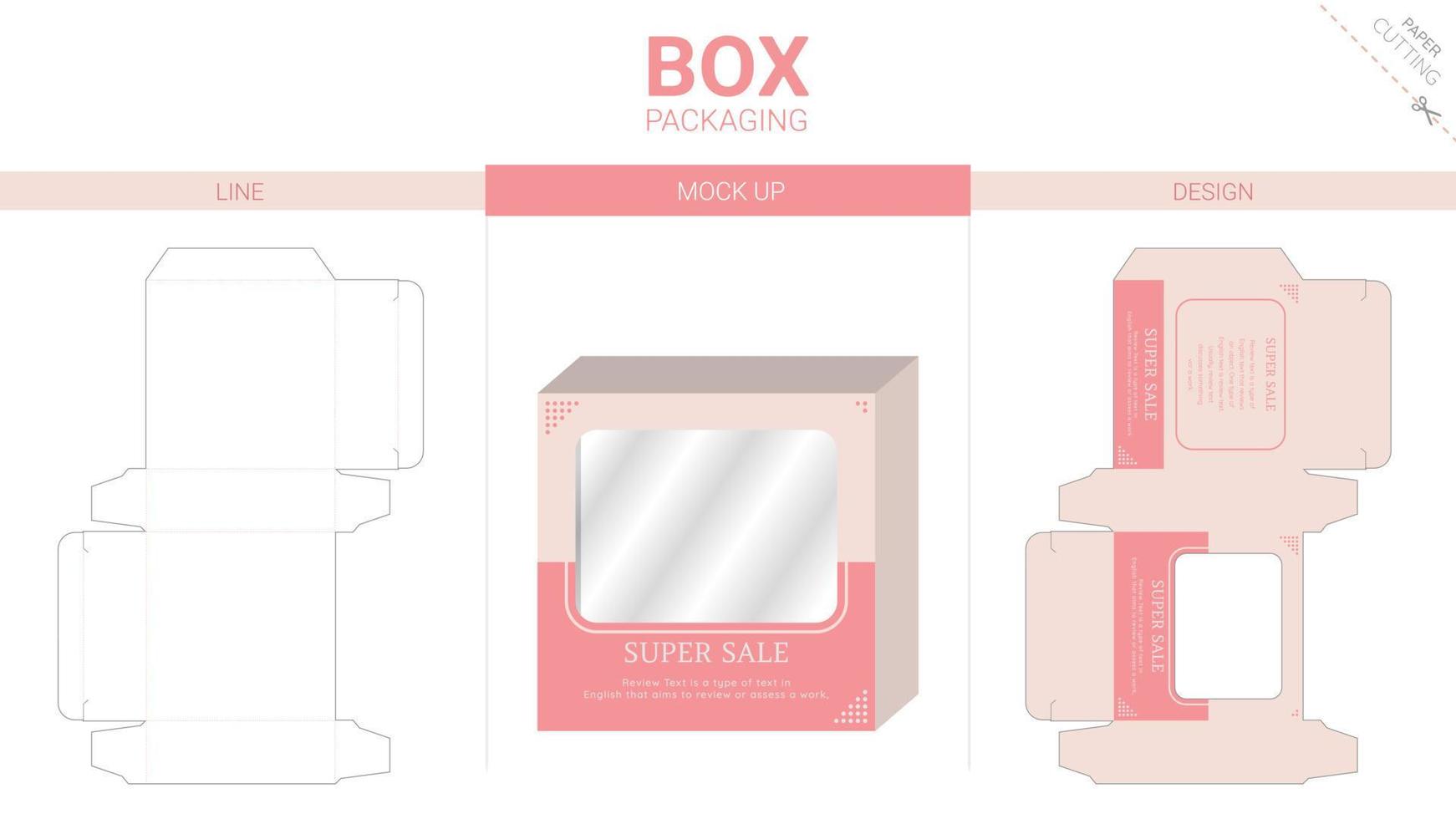 Box packaging and mockup die cut template vector