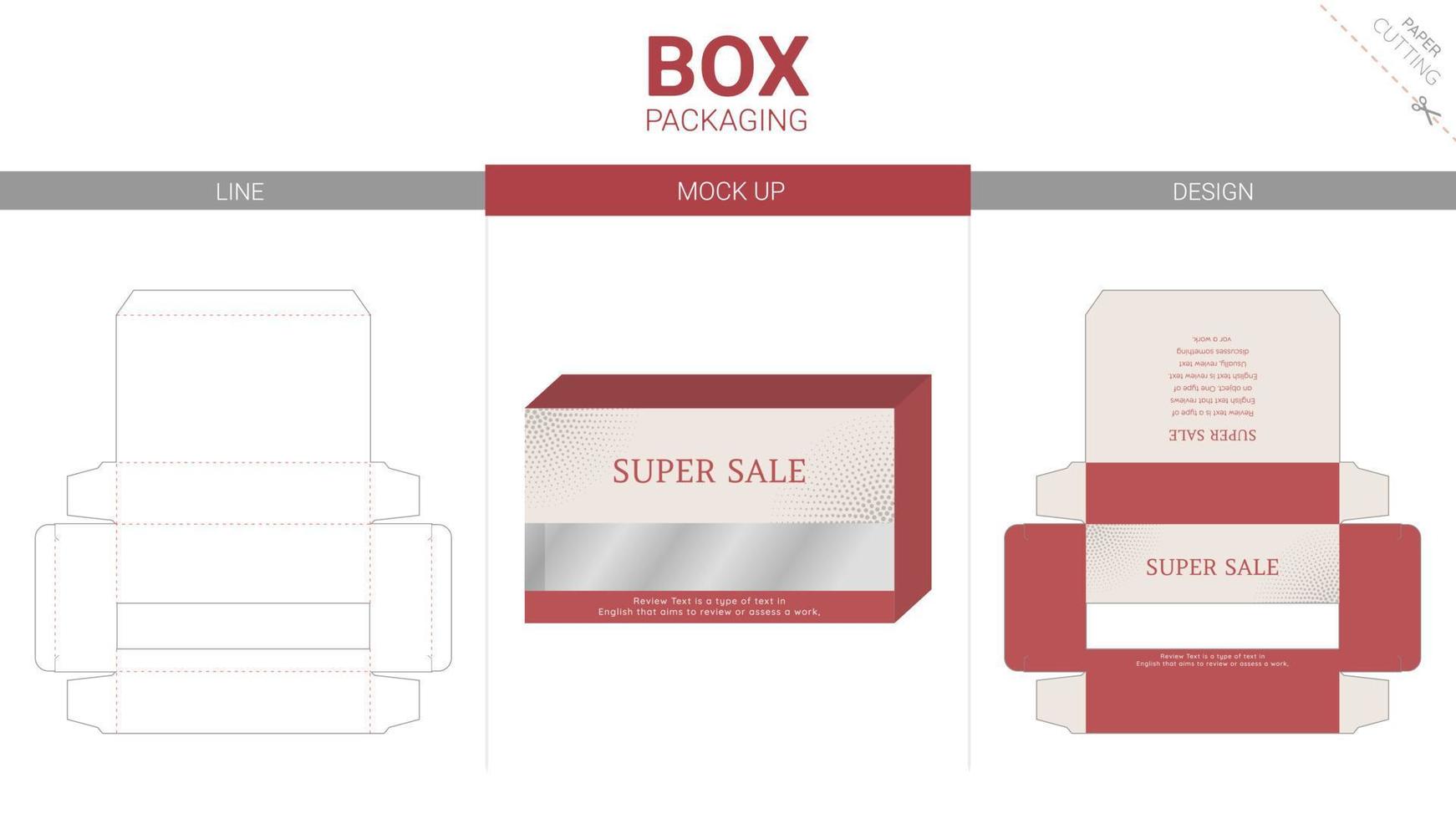 Box packaging and mockup die cut template vector