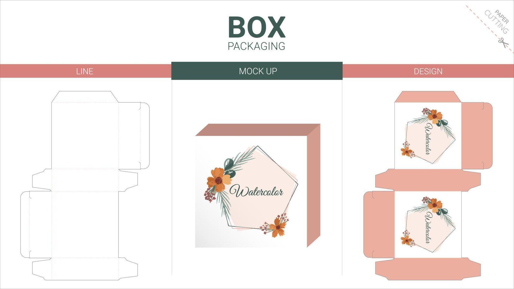 Box packaging and mockup die cut template vector