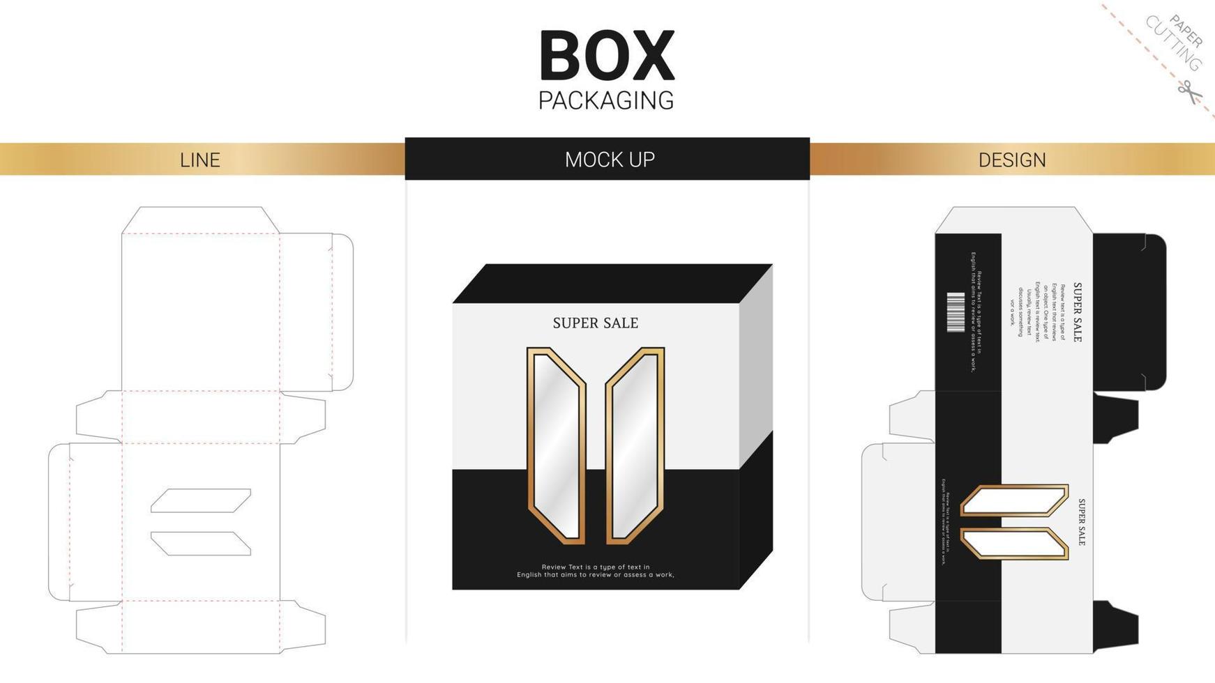 Box packaging and mockup die cut template vector