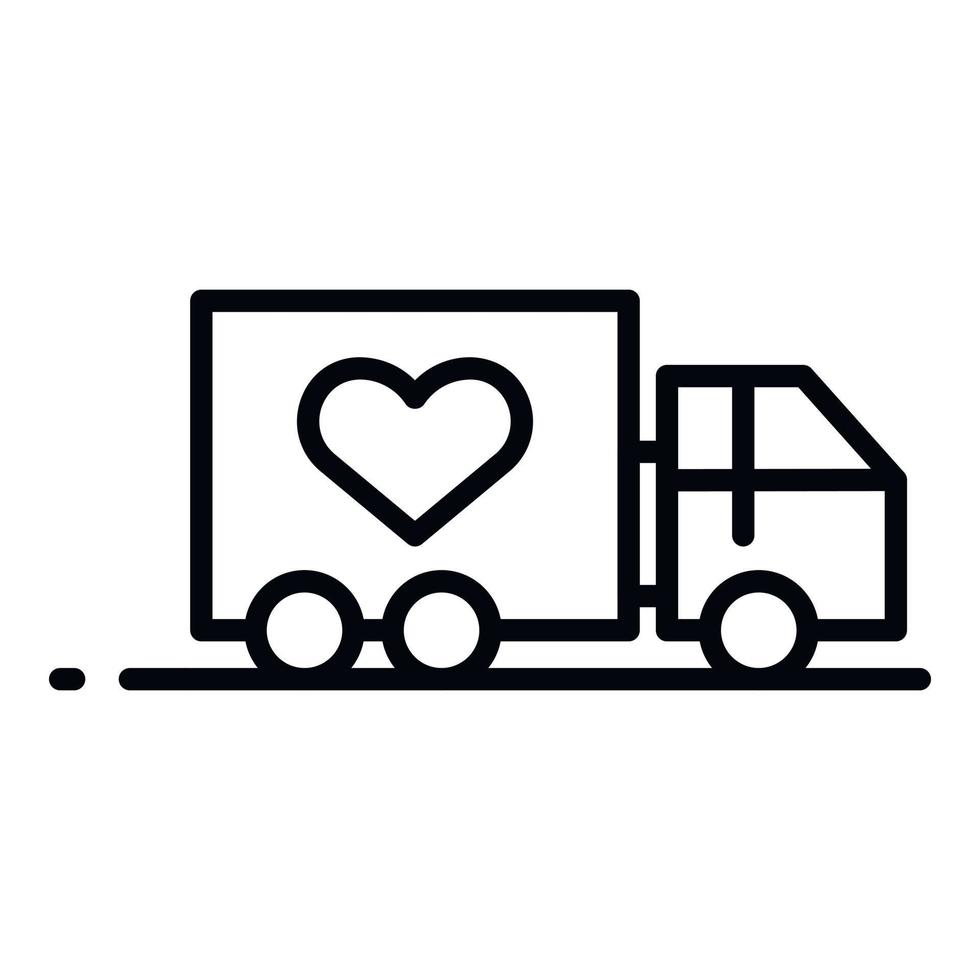 Volunteering truck icon, outline style vector