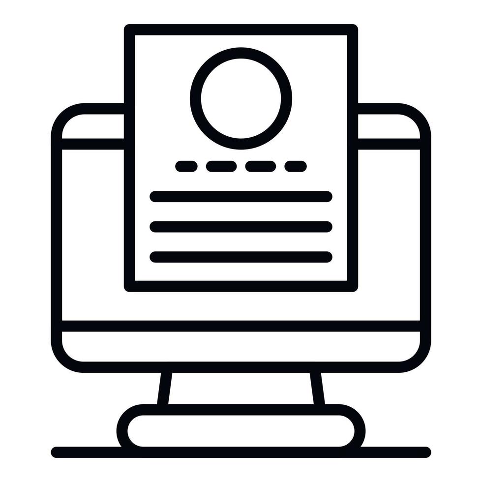File computer recruitment icon, outline style vector