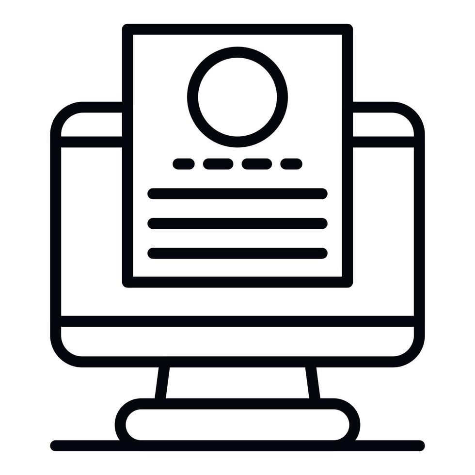 File computer recruitment icon, outline style vector