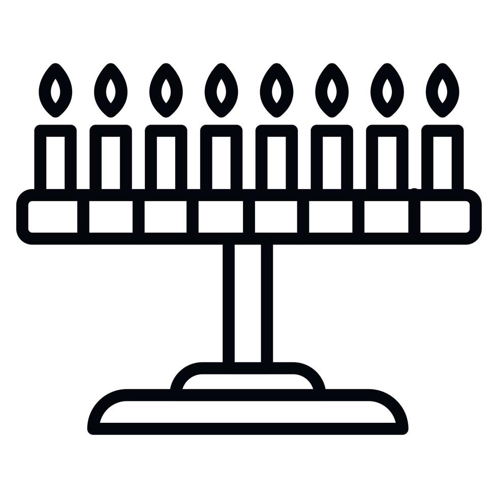 icono de soporte judío de velas, estilo de contorno vector